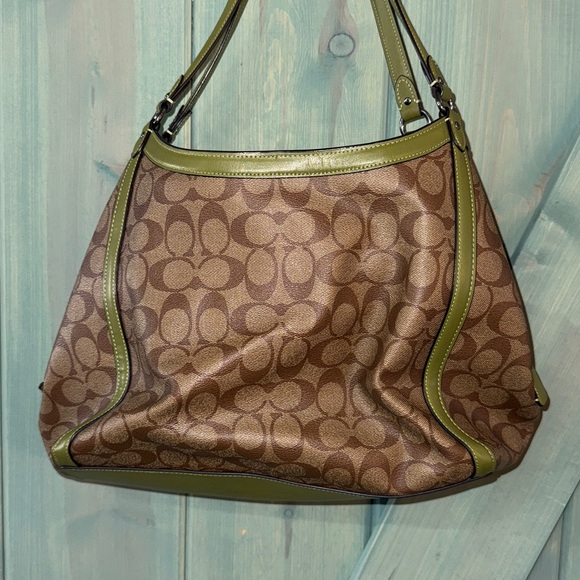 Coach Kristy shoulder bag brown and olive green EUC - Picture 5 of 7